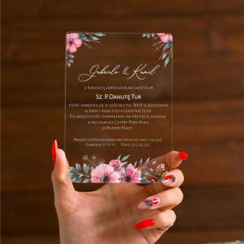 Transparentne zaproszenia ślubne akrylowe 116 - zdjęcie 1