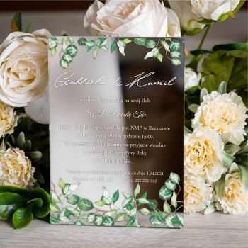 Lustrzane zaproszenia ślubne- srebrne 112 - zdjęcie 1