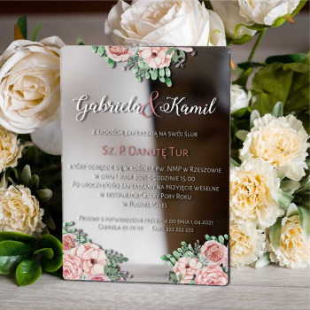 Lustrzane zaproszenia ślubne- srebrne 115 - zdjęcie 1