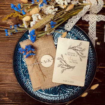 Drewniane zaproszenia ślubne- grawerowane- wzór 3 - zdjęcie 1