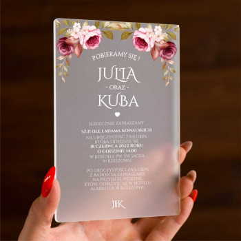 Satynowe zaproszenia ślubne akrylowe 139 - zdjęcie 1