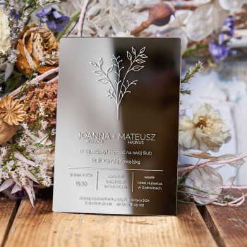 Lustrzane zaproszenia ślubne- srebrne 159 - zdjęcie 1