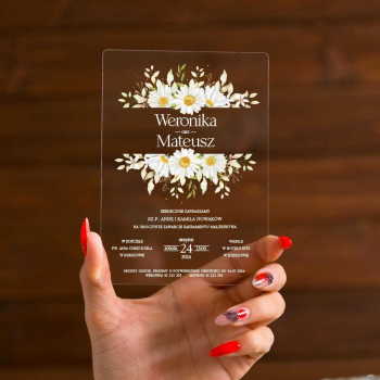 Transparentne zaproszenia ślubne akrylowe 164 - zdjęcie 1