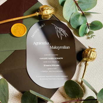 Lustrzane zaproszenia ślubne- srebrne 174 - zdjęcie 1