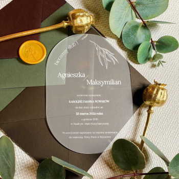 Satynowe zaproszenia ślubne akrylowe 174 - zdjęcie 1