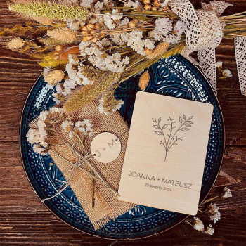 Drewniane zaproszenia ślubne- grawerowane- wzór 7 - zdjęcie 1