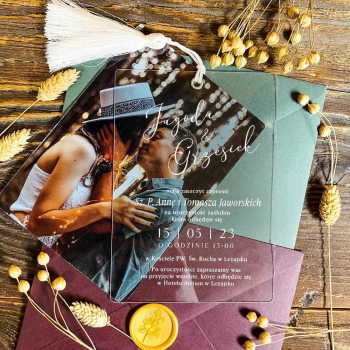 Rozsuwane zaproszenie ślubne ze zdjęciem - wzór 6 - zdjęcie 1