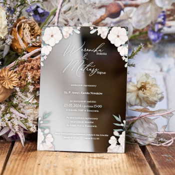 Lustrzane zaproszenia ślubne- srebrne 138 - zdjęcie 1