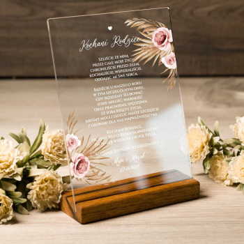 Akrylowe zaproszenie ślubne dla rodziców - transparentne - wzór 154 - zdjęcie 1
