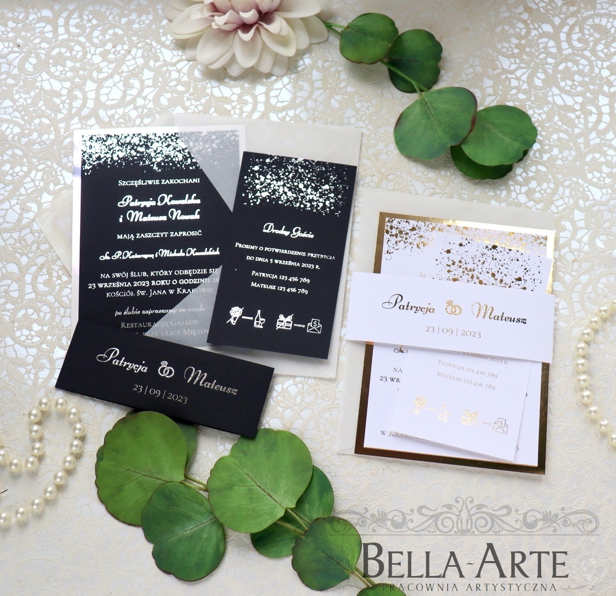 Złocone Zaproszenia ślubne Klasyczne Eleganckie na ślub Rustykalne Eko | Zaproszenia ślubne Przemyśl, podkarpackie - zdjęcie 1