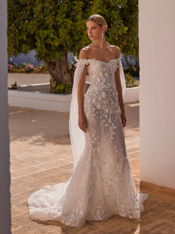 JACLIN Elegancka suknia ślubna z odkrytymi ramionami - zdjęcie 1