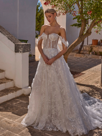 JASMINE Romantyczna Suknia Ślubna Bez Ramiączek - zdjęcie 1