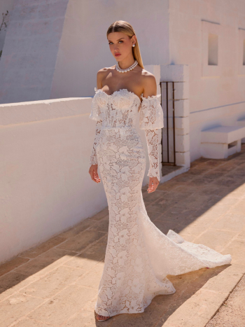 JEILO Elegancka Suknia Ślubna z Falbankowymi Rękawami - zdjęcie 1