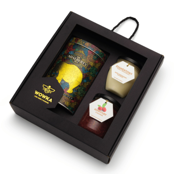ZESTAW PREZENTOWY Z KONFITURĄ, MIODEM I HERBATĄ - zdjęcie 1
