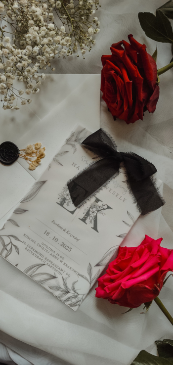 Zaproszenie CZARNO NA BIAŁYM wersja czarna - zdjęcie 1