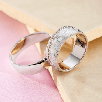 Obrączki ślubne złote z diamentami i emalią 539 - zdjęcie 1