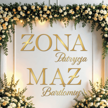Dekoracja na ściankę Żona Mąż złote/srebrne lustro - zdjęcie 1