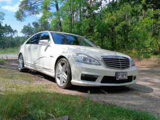 Mercedes S63 klasy S, biała perła | Auto do ślubu Zalasewo, wielkopolskie
