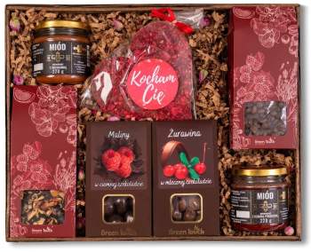 Kosz prezentowy zestaw herbata kawa słodycze miody kremowane naturalne - zdjęcie 1
