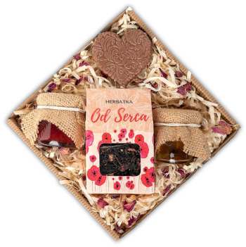 Zestaw prezentowy upominek od Serca z herbatą, czekoladą i miodem - zdjęcie 1