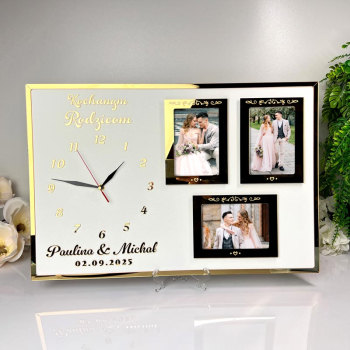 Podziękowanie dla Mamy i Taty – zegar na zdjęcia złota MD1282 - zdjęcie 1