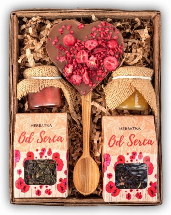 Prezent na dzień mamy dla matki zestaw herbata konfitury czekolada serce - zdjęcie 1