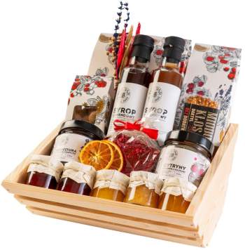 Kosz prezentowy zestaw herbat syropy konfitury czekolada słodycze konfitury - zdjęcie 1