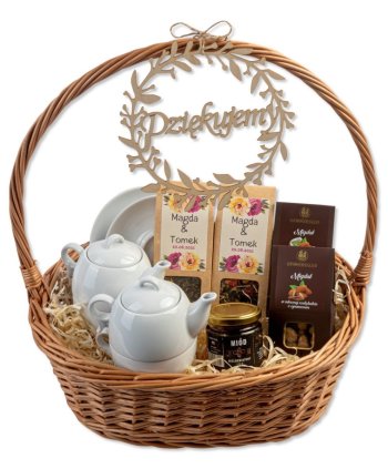 Kosz prezentowy podziękowania dla rodziców, świadków. Personalizowany grawer - zdjęcie 1