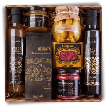 Zestaw kosz prezentowy upominek herbata syropy miód konfitura cytryny box - zdjęcie 1