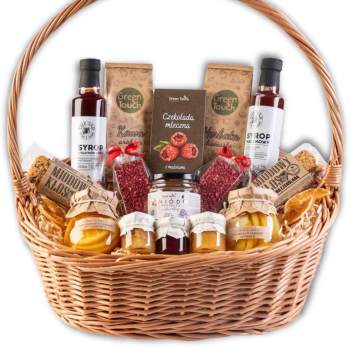 Duży kosz prezentowy premium polski miód syrop zestaw herbata podziękowanie - zdjęcie 1