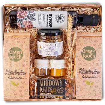 Kosz prezentowy prezent zestaw herbat owocowych syrop różany cytryna miód - zdjęcie 1