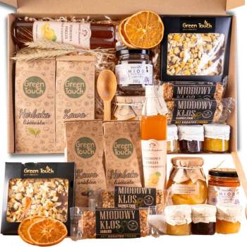 Mega zestaw prezentowy duży kosz box polski herbata kawa miód syrop cytryny - zdjęcie 1