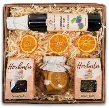 Kosz prezentowy z herbatami, syropem i cytrynkami - zdjęcie 1