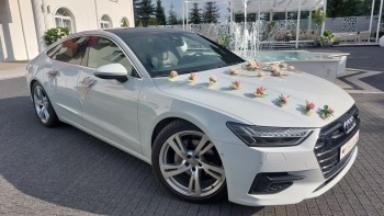 Białe Audi A7 sportback S-Line | Auto do ślubu Kraków, małopolskie