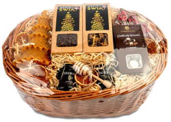 Kosz prezentowy świąteczny prezent kawa, herbata, świeca - zdjęcie 1