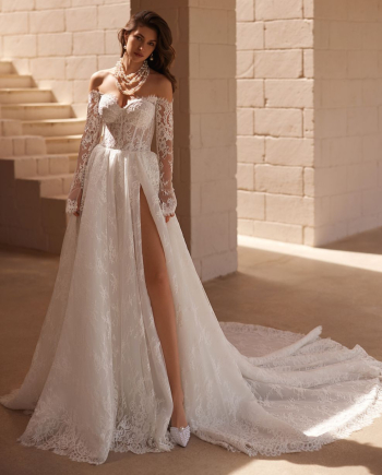 Koronkowa princessa z trenem 5716 - zdjęcie 1