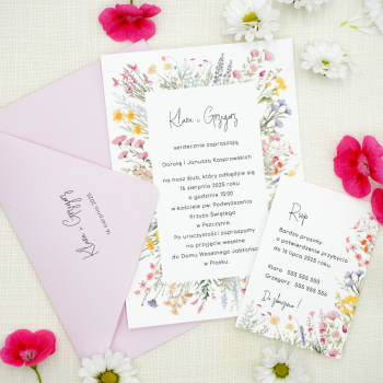 Zaproszenia polne kwiaty – wzór 96 - zdjęcie 1