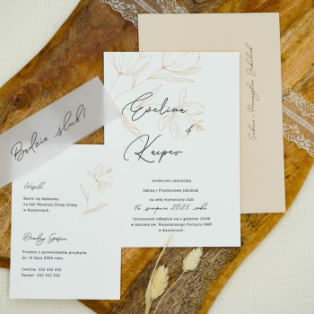 Zaproszenia kontury kwiatów – wzór 89 - zdjęcie 1