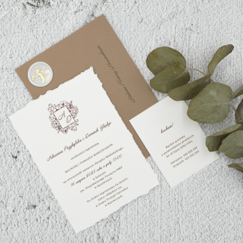 Zaproszenia kwiatowy monogram – wzór 103 - zdjęcie 1