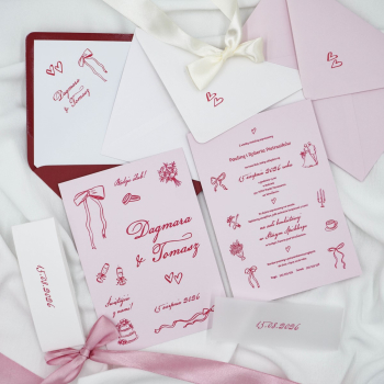 Zaproszenia weselne doodle – wzór 123 - zdjęcie 1