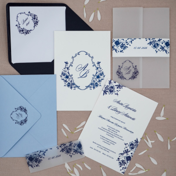 Zaproszenia elegancki monogram AB – wzór 125 - zdjęcie 1