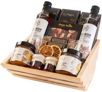 Kosz prezentowy zestaw herbat skrzynka kawa czekolada syropy cytryny batony - zdjęcie 1