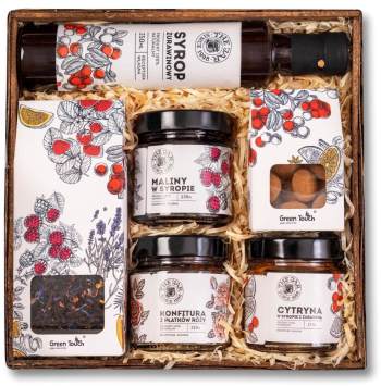 Kosz prezentowy zestaw konfitur the jar herbata migdały w czekoladzie syrop - zdjęcie 1