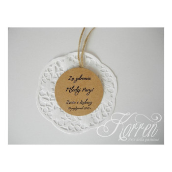 Winietki, winietka, zawieszka, ślub, chrzest, komunia : kolor-winietki - ecru - zdjęcie 1