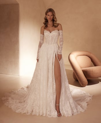 Suknia koronkowa z baskijską talią 5824 - zdjęcie 1