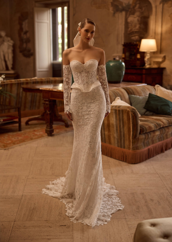 Dwucześciowa suknia ślubna z gipiury  5818 - zdjęcie 1