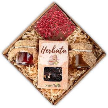 Zestaw prezentowy upominek z herbatą, czekoladą i miodem - zdjęcie 1