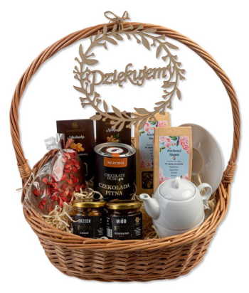 Kosz prezentowy podziękowania dla rodziców, świadków. Personalizowany grawer - zdjęcie 1