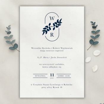 Zaproszenia ślubne Granatowe liście - zdjęcie 1