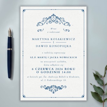 Zaproszenia ślubne Granatowy minimalizm - zdjęcie 1